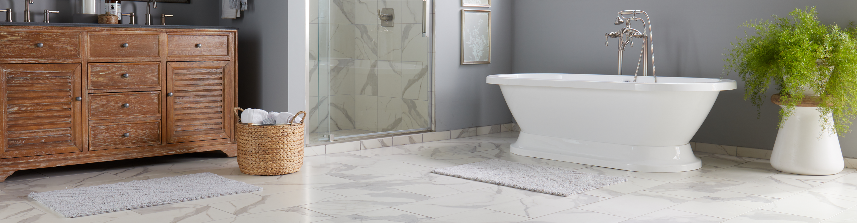 tile floors in bathroom with tub